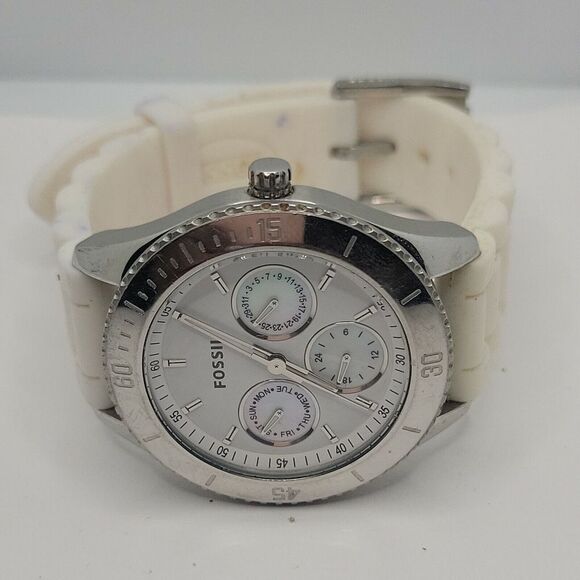Fossil Stella ES2888 Women's White Silicone Analog Dial Quartz Wrist Watch DE618 - Picture 5 of 9